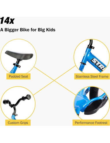 Bicicleta de Equilibrio Strider 14x Azul para Niños 3-6 Años