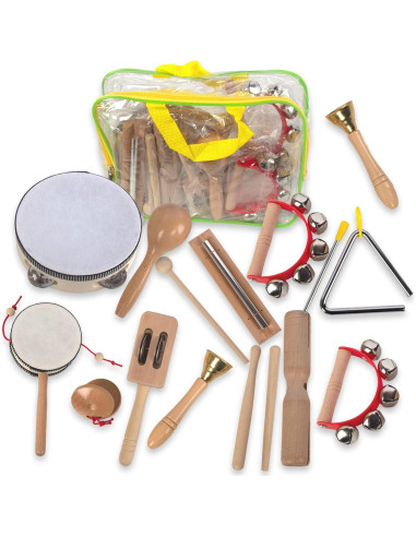 Juego de Instrumentos Musicales de Madera KIDSTOYLAND 16 Piezas