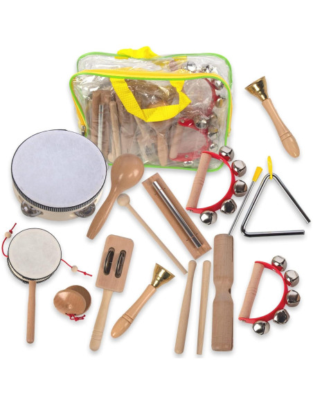 Juego de Instrumentos Musicales de Madera KIDSTOYLAND 16 Piezas