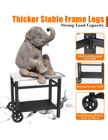 Mesa de Parrilla Exterior Doble Estante GRILL FORCE 85x53 cm