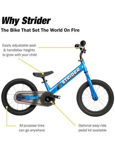 Bicicleta de Equilibrio Strider 14x Azul para Niños 3-6 Años