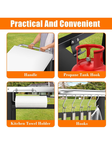 Mesa de Parrilla Exterior Doble Estante GRILL FORCE 85x53 cm