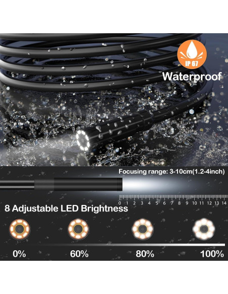 Cámara Endoscópica 5.2mm Unjoin con Pantalla LCD 4.3" 1080P