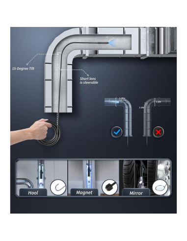 Cámara Endoscópica 5.2mm Unjoin con Pantalla LCD 4.3" 1080P