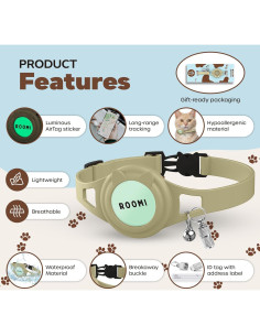 Collar para Gato Hipoalergénico ROOMI Beige con Airtag 2