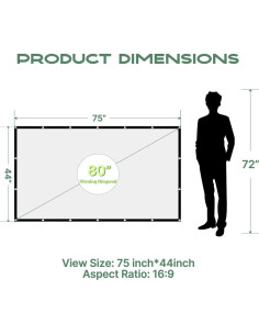Pantalla de Proyector 80" AAJK 16:9 Plegable Lavable 2