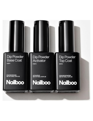 Juego de Líquidos para Uñas Nailboo - Top Coat, Base Coat y Activador - 3 Paquete