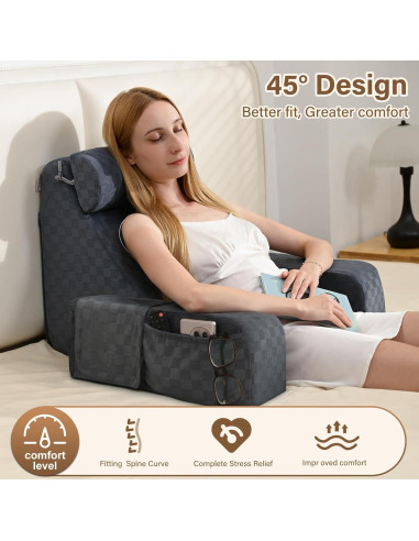 Cojín de Lectura Vekkia Ajustable con Brazos y Espuma 1.75m