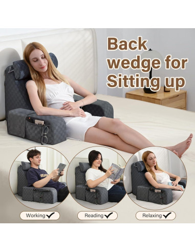 Cojín de Lectura Vekkia Ajustable con Brazos y Espuma 1.75m