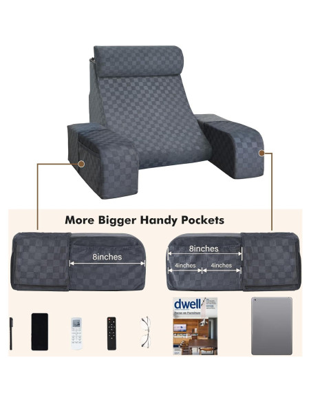 Cojín de Lectura Vekkia Ajustable con Brazos y Espuma 1.75m