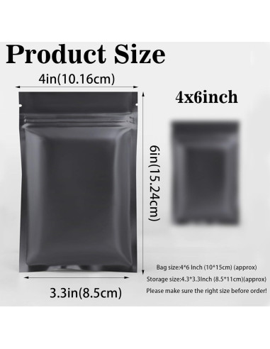 200 Bolsas Mylar Reutilizables 10.16x15.24cm LEOSINDA Negros