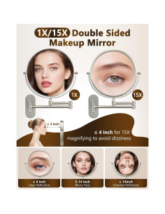 Espejo de Maquillaje Montado en Pared DECLUTTR 33 cm 15X Aumento 2