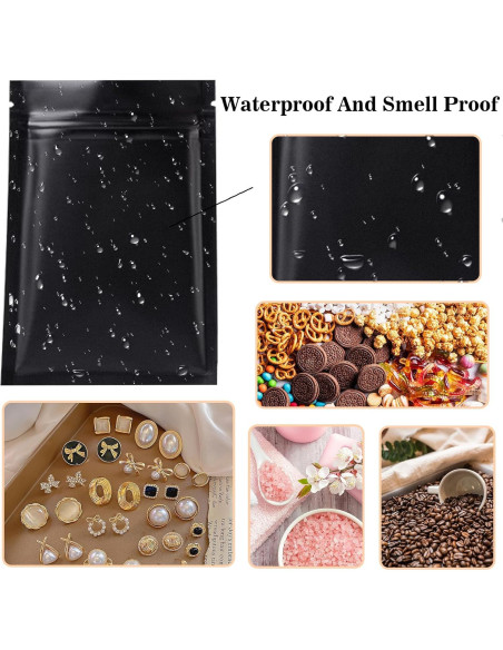 200 Bolsas Mylar Reutilizables 10.16x15.24cm LEOSINDA Negros