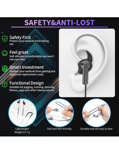 Correa Antipérdida TUDIOW para Galaxy Buds 3 - Silicona Negra