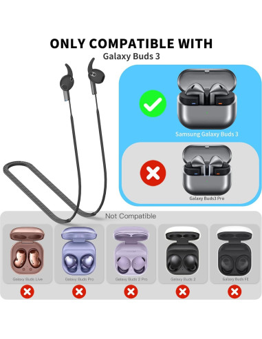Correa Antipérdida TUDIOW para Galaxy Buds 3 - Silicona Negra