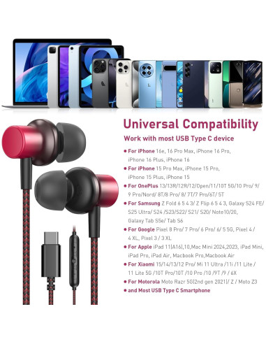 Auriculares USB C Jelanry con micrófono y cancelación de ruido