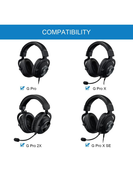 Almohadillas de Reemplazo GEVO para Logitech G Pro, G Pro X - Negro