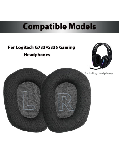 Almohadillas de Reemplazo Logitech G733 G535 G335 - Negro
