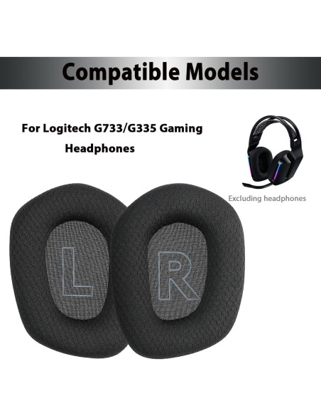 Almohadillas de Reemplazo Logitech G733 G535 G335 - Negro