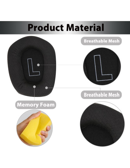 Almohadillas de Reemplazo Logitech G733 G535 G335 - Negro