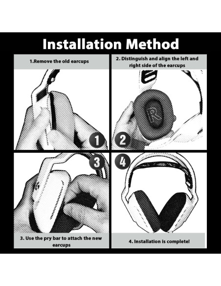 Almohadillas de Reemplazo Logitech G733 G535 G335 - Negro