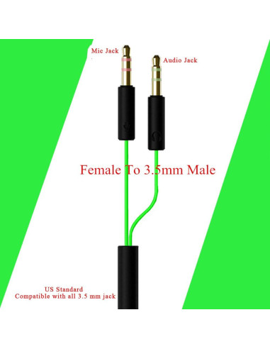 Cable Divisor de Auriculares 3.5mm BUTIAO Y Verde 11.43cm
