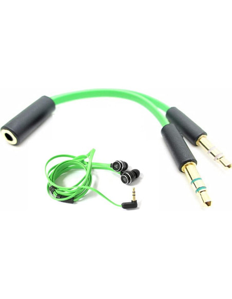 Cable Divisor de Auriculares 3.5mm BUTIAO Y Verde 11.43cm Cable Divisor de Auriculares 3.5mm BUTIAO Y Verde 11.43cm