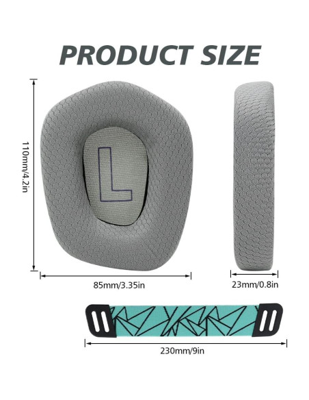 Almohadillas de Repuesto Logitech G733 G535 G335 Gris
