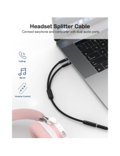 Divisor de Micrófono y Auriculares Bordsek 3.5mm 2-en-1 2