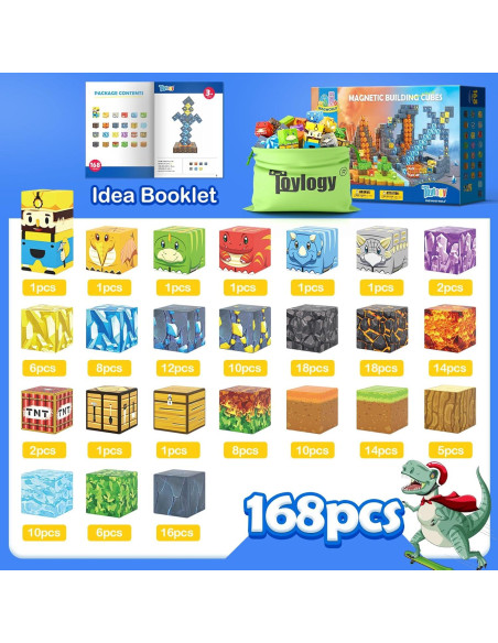 168PCS Bloques Magnéticos Toylogy Mundo Dinosaurio y Mina 168PCS Bloques Magnéticos Toylogy Mundo Dinosaurio y Mina