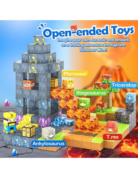 168PCS Bloques Magnéticos Toylogy Mundo Dinosaurio y Mina 168PCS Bloques Magnéticos Toylogy Mundo Dinosaurio y Mina