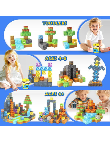 168PCS Bloques Magnéticos Toylogy Mundo Dinosaurio y Mina