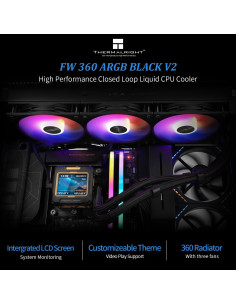 Enfriador de Agua para CPU THERMALRIGHT FW360 Negro ARGB 3 Ventiladores 2