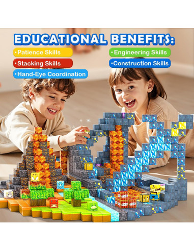 168PCS Bloques Magnéticos Toylogy Mundo Dinosaurio y Mina