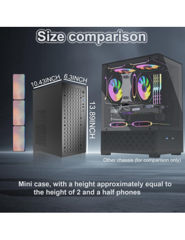 Caja de PC Micro ATX TGDGAMER H6-3000 Airflow, Negro