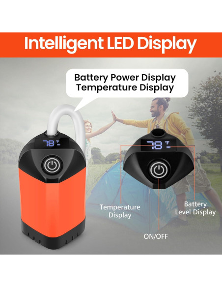 Ducha de Camping Portátil MarvinnanSlyke 2000W 7800mAh LED