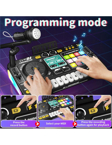 Conjunto de Juguete DJ LZZAPJ con Micrófono y Bluetooth - Negro