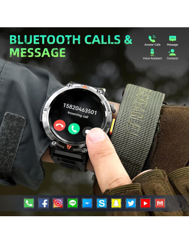 Reloj Inteligente Militar LaNikar 1.45" GPS Impermeable