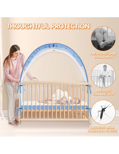 Carpa para Cuna Zkaitoy Grande Azul - Red de Seguridad Transpirable