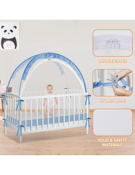 Carpa para Cuna Zkaitoy Grande Azul - Red de Seguridad Transpirable Carpa para Cuna Zkaitoy Grande Azul - Red de Seguridad Transpirable