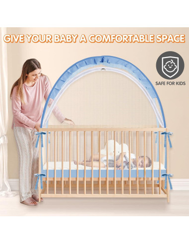 Carpa para Cuna Zkaitoy Grande Azul - Red de Seguridad Transpirable