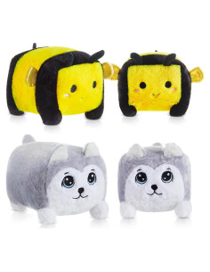 Set 2 Muñecos de Peluche Abeja y Lobo 20x18 cm Blueweenly