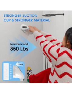 Barra de Agarre de Succión TONORA 30.48 cm Antideslizante Negro 2