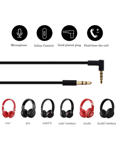 Cable de audio 3.5mm con micrófono Toeasor para Beats