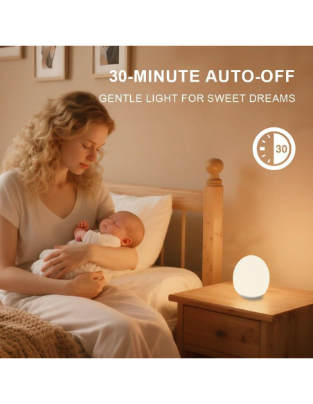 Luz Nocturna de Silicona AuroraNiteBeam Huevo 10cm Recargable