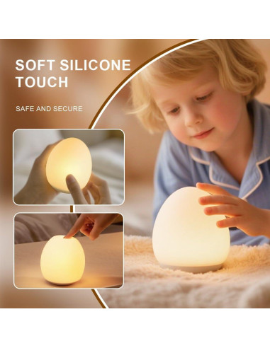 Luz Nocturna de Silicona AuroraNiteBeam Huevo 10cm Recargable