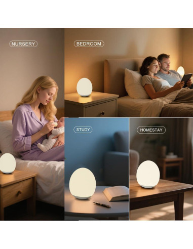 Luz Nocturna de Silicona AuroraNiteBeam Huevo 10cm Recargable