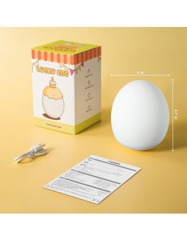 Luz Nocturna de Silicona AuroraNiteBeam Huevo 10cm Recargable