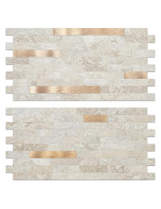Azulejos de PVC Autoadhesivos AULIGET 2 Hojas Beige Piedra