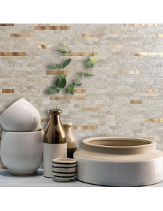 Azulejos de PVC Autoadhesivos AULIGET 2 Hojas Beige Piedra 2